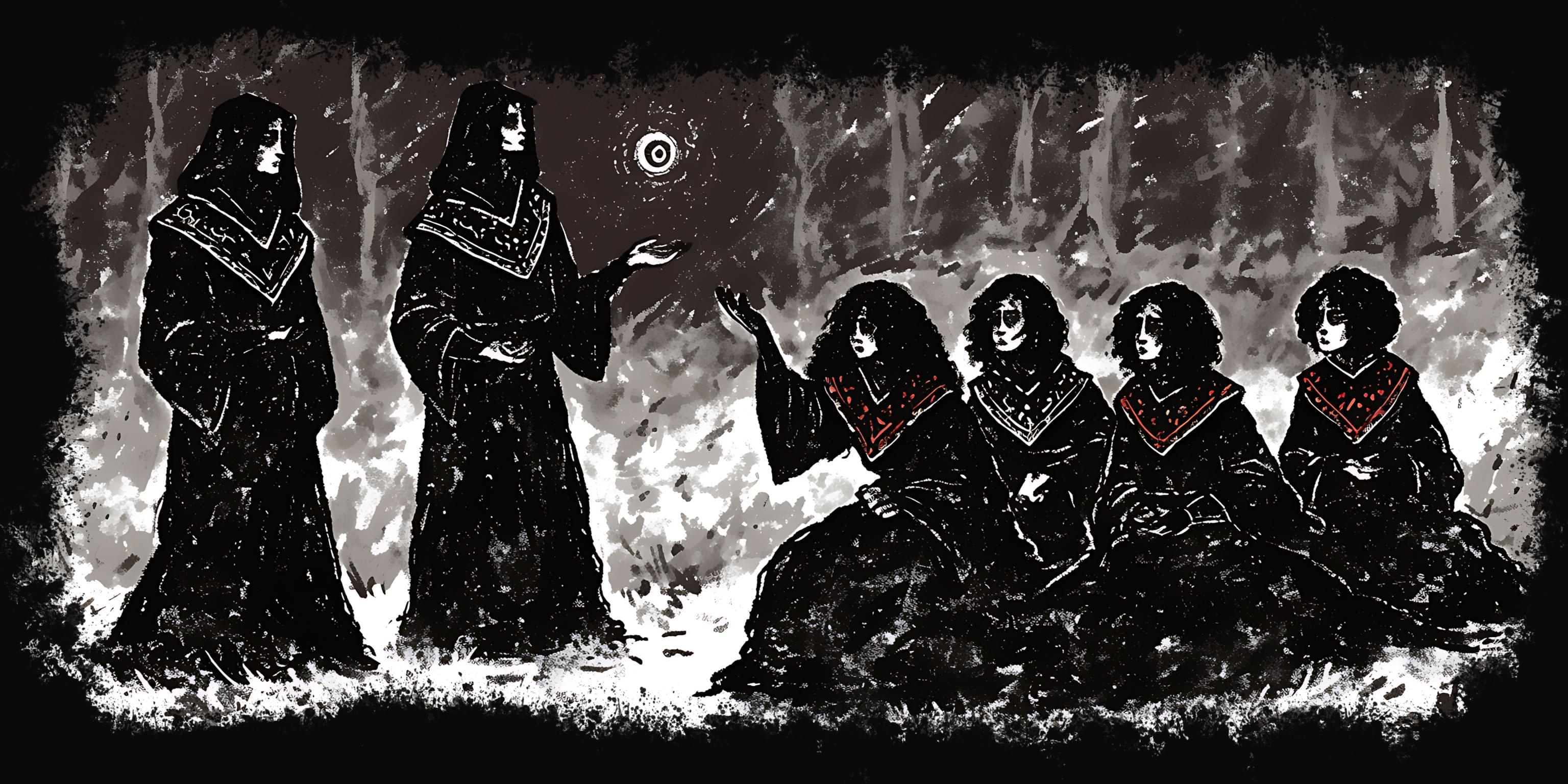 Ancient scholars debating magic in pre-catastrophe meeting halls